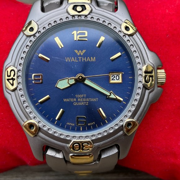 WALTHAM Other - WALTHAM Quartz Day Date Gunmetal Gold Tone Men's wristwatch small wrist